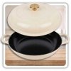 EMALIOWANY GARNEK ŻELIWNY PŁASKI 30cm 3L HAGE CREAM